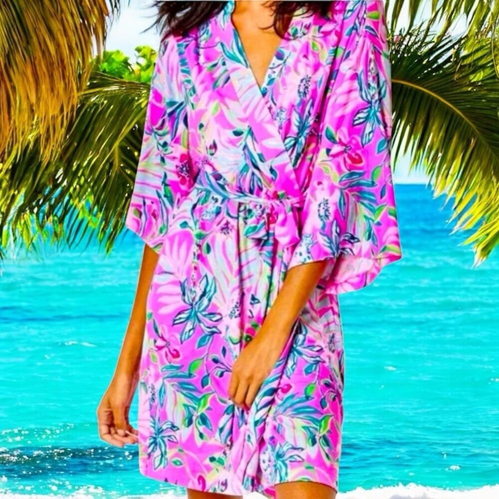 NWT Lilly Pulitzer Lucille Robe in I'm Feline Fine Rest and recharge XS XXS - Picture 12 of 12
